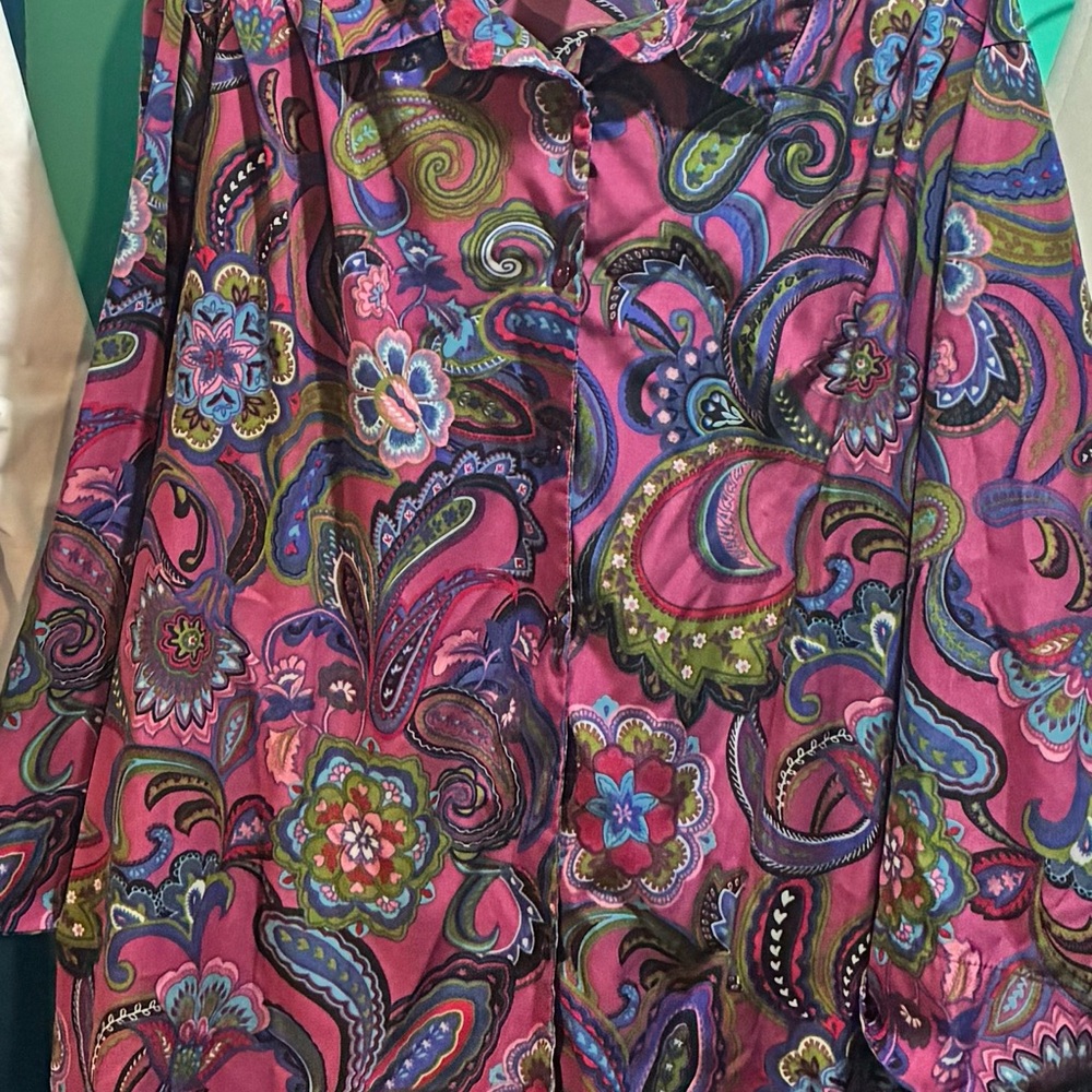 Only Necessities Pink and Purple Paisley Button Down Shirt